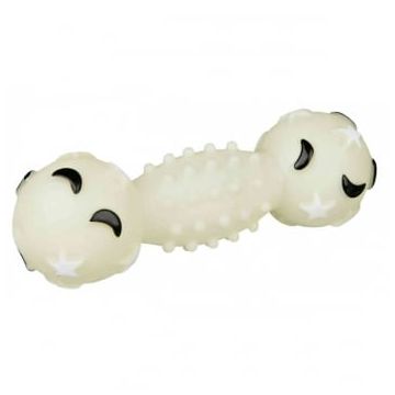 Trixie, jucărie gantera fosforescentă câini, cu sunet, vinil, 19cm, multicolor