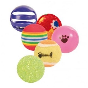 Trixie, jucărie minge diverse, pisici, multicolor, 3.5-4cm, 6 buc