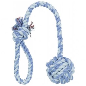 TRIXIE, jucărie minge si maner din sfoară câini, 7cm, multicolor