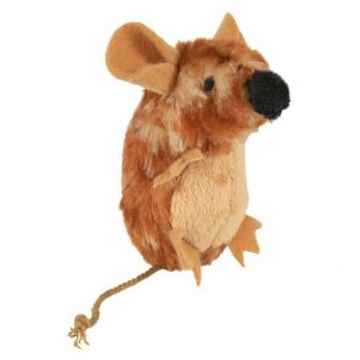Trixie, jucărie șoricel, pisici, cu sunet, pluș, maro, 8cm