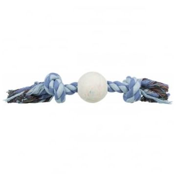 TRIXIE, jucărie sfoară cu 2 noduri si minge cauciuc câini, 7cm, multicolor