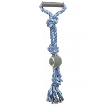 TRIXIE, jucărie sfoară cu mâner și minge de tenis câini, 6cm x 50cm, multicolor