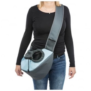TRIXIE Sling, geantă transport câini și pisici, XS(max. 5kg), poliester, deschidere superioară, argintiu și albastru, 50 x 25 x 18 cm