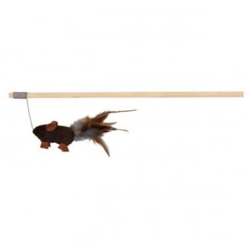 Trixie, undiță din lemn cu șoricel, jucărie, pisici, negru, 50cm