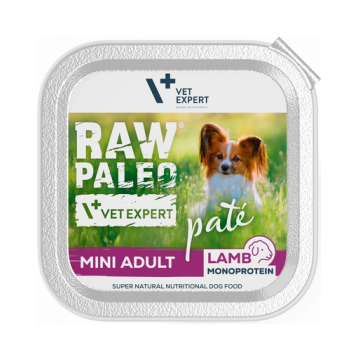 VETEXPERT RAW PALEO Pate Adult Mini Lamb 150 g pateu de miel pentru caini de talie mica