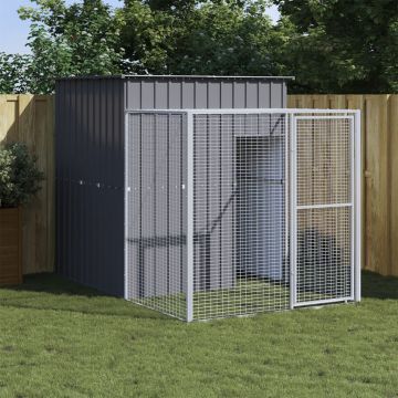vidaXL Coteț de pui cu incintă antracit 165x251x181 cm oțel galvanizat