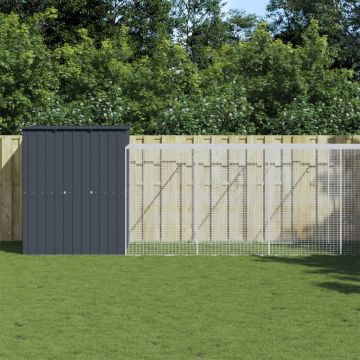 vidaXL Coteț de pui cu incintă antracit 165x659x181 cm oțel galvanizat
