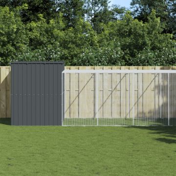 vidaXL Cușcă de câine cu țarc antracit 214x1069x181 cm oțel galvanizat