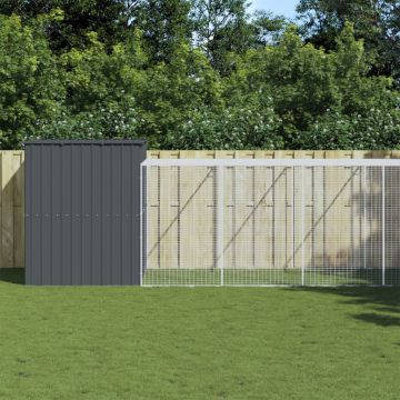 vidaXL Cușcă de câine cu țarc antracit 214x865x181 cm oțel galvanizat
