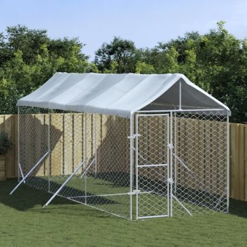 vidaXL Padoc de exterior cu acoperiș argintiu 2x6x2,5m oțel galvanizat