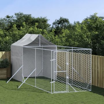 vidaXL Padoc de exterior cu acoperiș argintiu 2x6x2,5m oțel galvanizat