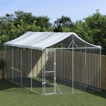 vidaXL Padoc de exterior cu acoperiș argintiu 3x6x2,5m oțel galvanizat