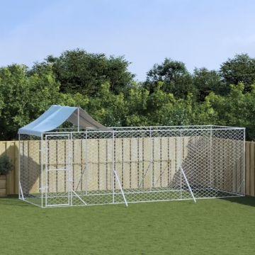 vidaXL Padoc de exterior cu acoperiș argintiu 6x2x2,5m oțel galvanizat