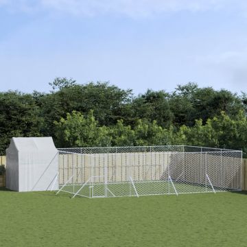 vidaXL Padoc de exterior cu acoperiș argintiu 6x6x2,5m oțel galvanizat