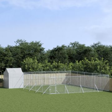 vidaXL Padoc exterior cu acoperiș argintiu 10x10x2,5 m oțel galvanizat