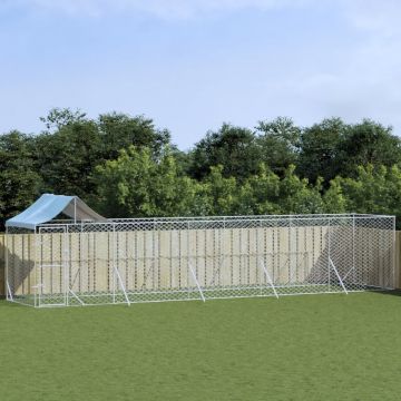vidaXL Padoc exterior cu acoperiș argintiu 10x2x2,5 m oțel galvanizat