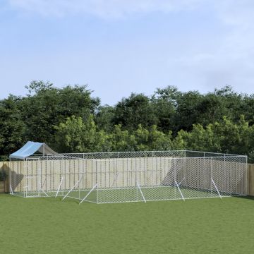 vidaXL Padoc exterior cu acoperiș argintiu 10x6x2,5 m oțel galvanizat