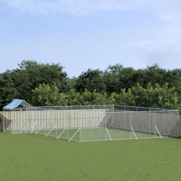 vidaXL Padoc exterior cu acoperiș argintiu 10x8x2,5 m oțel galvanizat