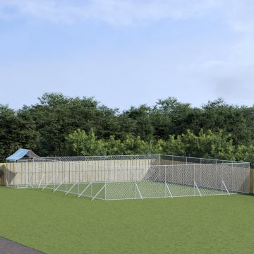 vidaXL Padoc exterior cu acoperiș argintiu 12x12x2,5 m oțel galvanizat