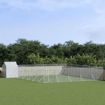 vidaXL Padoc exterior cu acoperiș argintiu 12x12x2,5 m oțel galvanizat
