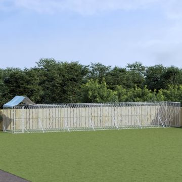 vidaXL Padoc exterior cu acoperiș argintiu 14x2x2,5 m oțel galvanizat