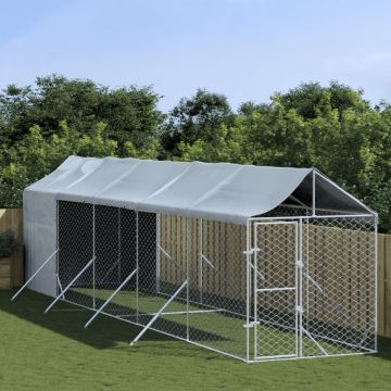 vidaXL Padoc exterior cu acoperiș argintiu 2x10x2,5 m oțel galvanizat