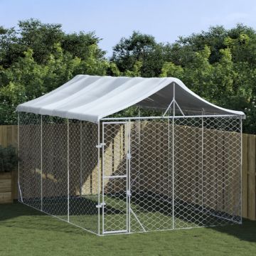 vidaXL Padoc exterior cu acoperiș argintiu 3x4,5x2,5 m oțel galvanizat