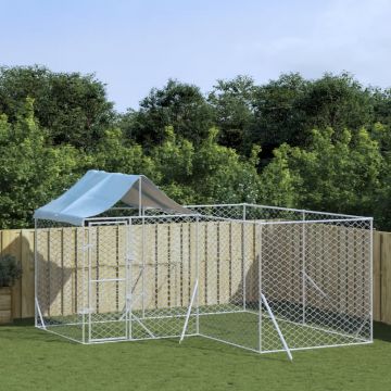 vidaXL Padoc exterior cu acoperiș argintiu 4x4x2,5 m oțel galvanizat