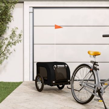 vidaXL Remorcă de bicicletă pentru câini, negru, textil oxford și fier