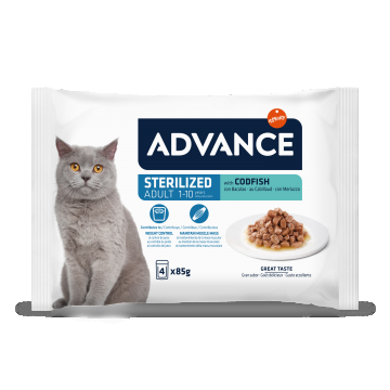 Advance Cat Wet Sterilized Cod Multipack, 4x85 g la reducere