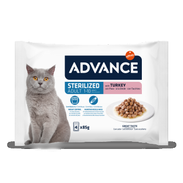 Advance Cat Wet Sterilized Curcan Multipack, 4x85 g la reducere