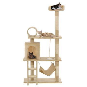 Ansamblu de joacă pisici stâlpi funie din sisal 140 cm bej