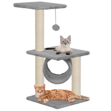 Ansamblu pentru pisici cu stâlpi din funie de sisal 65 cm gri