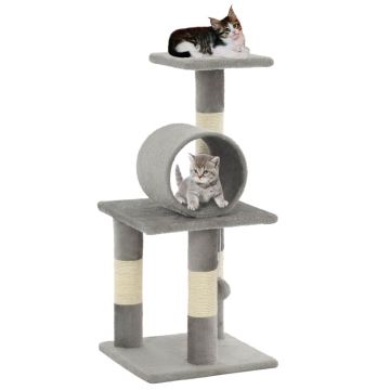 Ansamblu pentru pisici stâlpi din funie de sisal 65 cm gri