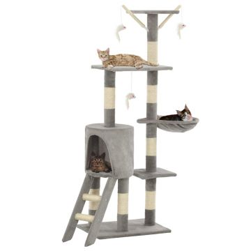 Ansamblu pisici cu stâlpi din funie de sisal 138 cm gri