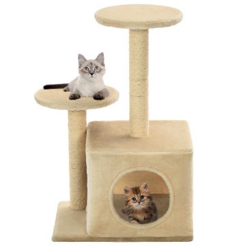 Ansamblu pisici cu stâlpi din funie de sisal 60 cm bej