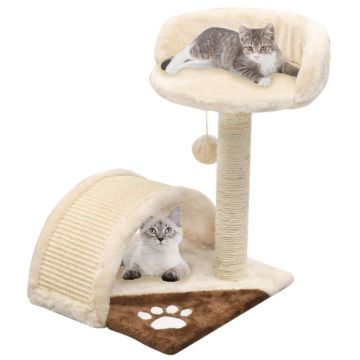 Ansamblu pisici cu stâlpi funie sisal 40 cm bej și maro