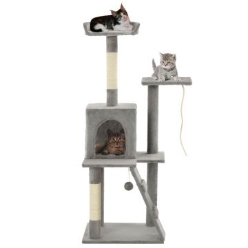 Ansamblu pisici stâlpi cu funie de sisal 120 cm gri