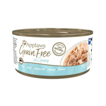 APPLAWS Cat Tin Grain Free Tuna in Gravy 72x70g ton in sos + capac pentru conserva SIMPLY FROM NATURE GRATIS