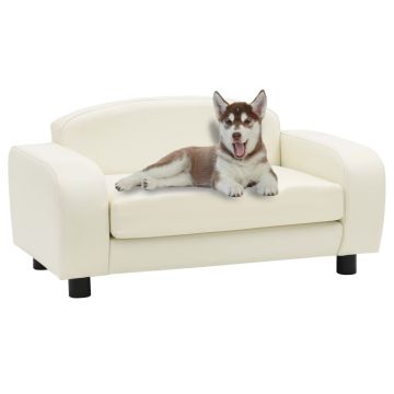 Canapea pentru câini alb 80 x 50 x 40 cm piele ecologică