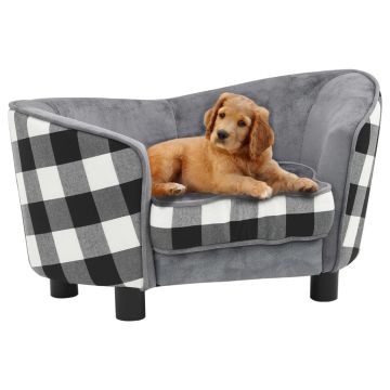 Canapea pentru câini gri 68 x 38 x 38 cm pluș