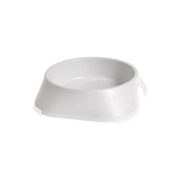 Castron, bol, pentru caine, pisica, suporti antiderapanti,PET reciclat, alb, marime M, 400 ml, 17.2x17.2x4.8 cm