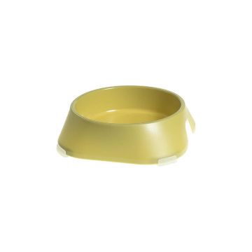 Castron, bol, pentru caine, pisica, suporti antiderapanti,PET reciclat, galben, marime L, 700 ml, 20.4x20.4x5.4 cm