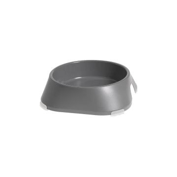Castron, bol, pentru caine, pisica, suporti antiderapanti,PET reciclat, gri deschis, marime L, 700 ml, 20.4x20.4x5.4 cm