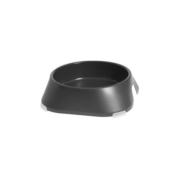 Castron, bol, pentru caine, pisica, suporti antiderapanti,PET reciclat, gri inchis, marime M, 400 ml, 17.2x17.2x4.8 cm