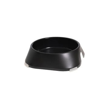 Castron, bol, pentru caine, pisica, suporti antiderapanti,PET reciclat, negru, marime L, 700 ml, 20.4x20.4x5.4 cm