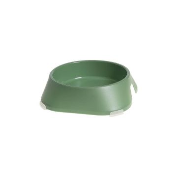 Castron, bol, pentru caine, pisica, suporti antiderapanti,PET reciclat, verde, marime S, 200 ml,13x13x3.6cm