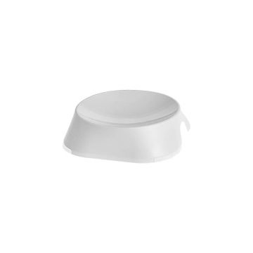 Castron, bol, plat, pentru caine, pisica, suporti antiderapanti,PET reciclat, alb, 13x13x3.6 cm