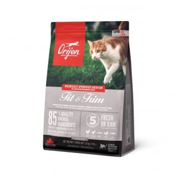 ORIJEN Fit & Trim, Pasăre și Pește, hrană uscată fără cereale pisici, obezitate, 1.8kg ORIJEN Fit & Trim, Pasăre și Pește, hrană uscată fără cereale pisici, obezitate, 1.8kg