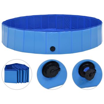 Piscină pentru câini pliabilă albastru 160 x 30 cm PVC